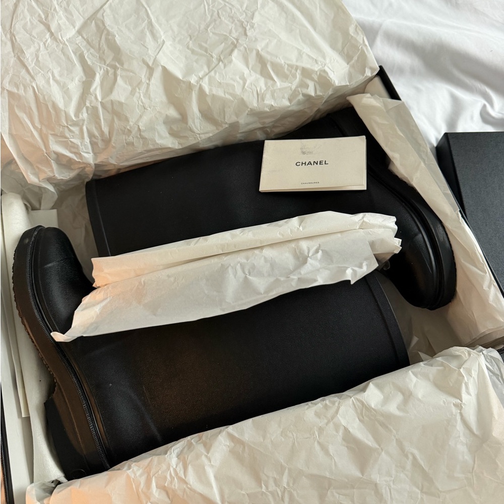 Black Chanel Rain Boots